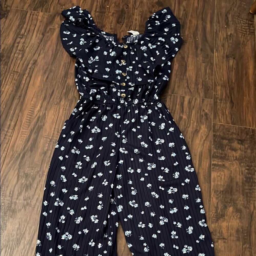 Floral Ruffle Jumpsuit in Navy